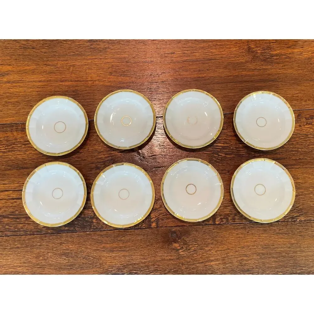 Old Paris White and Gold Porcelain Berry Bowls, Small Bowls, Set of 8